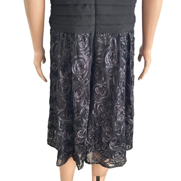 Adriana Papell Cocktail Dress Womens Size 16 Plus Size Black Lace - Picture 11 of 13